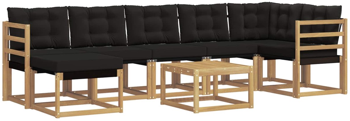 vidaXL Buiten - bank - set - 8 - st - 7-zits - Wit - en - zwart Wit en zwart