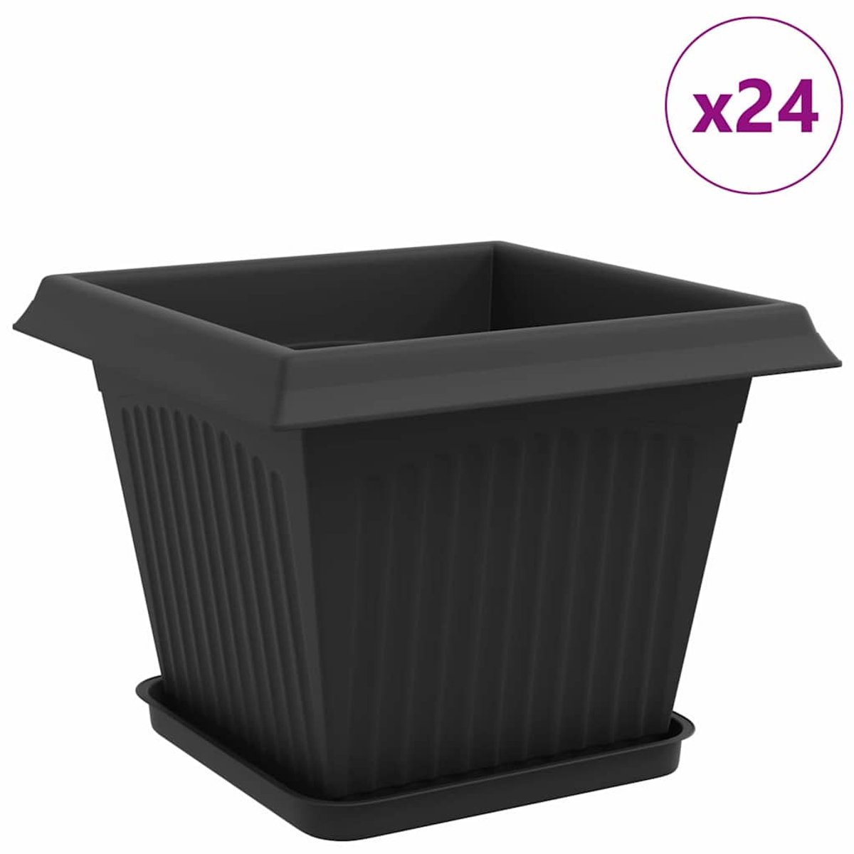 vidaXL Plantenpotten - 24 - st - Zwart - Kunststof