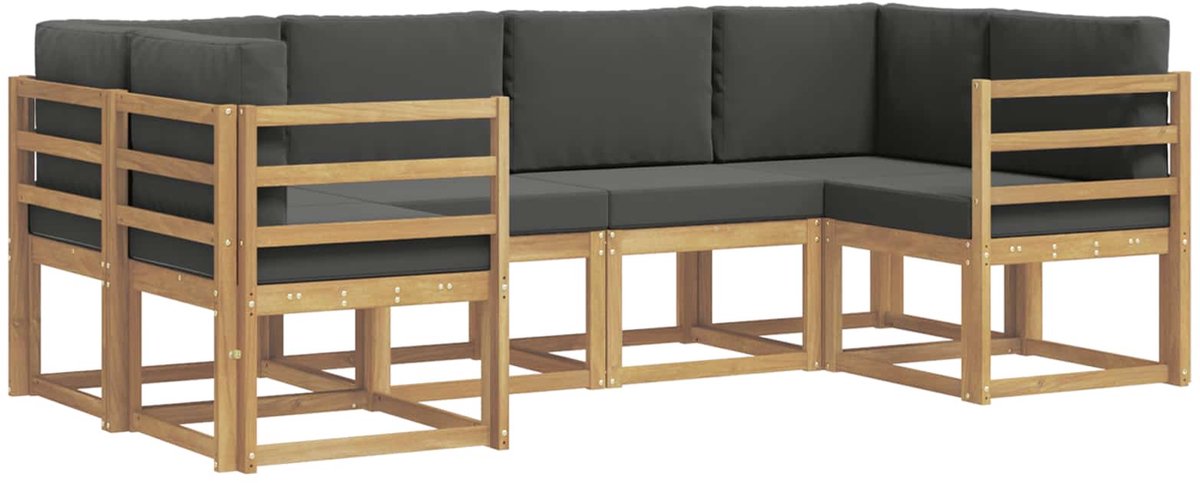 vidaXL Buiten - bank - set - 6 - st - 6-zits - Wit - en - antracietkleurig Wit en antracietkleurig