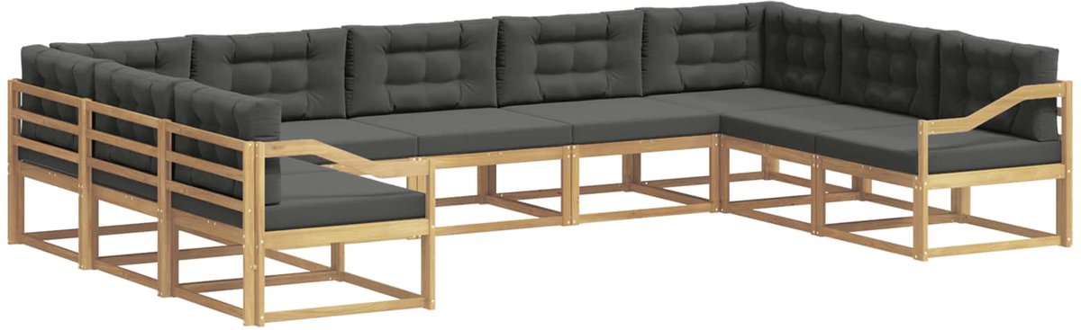 vidaXL Buiten - bank - set - 9 - st - 9-zits - Wit - en - antracietkleurig Wit en antracietkleurig