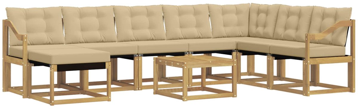 vidaXL Buiten - bank - set - 9 - st - Wit - en - Beige Wit en beige