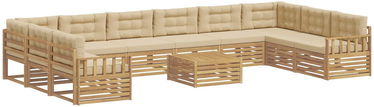 vidaXL Sofa-Sets - 11 - st - 10-zits - White - and - Beige - Polyester wit en beige