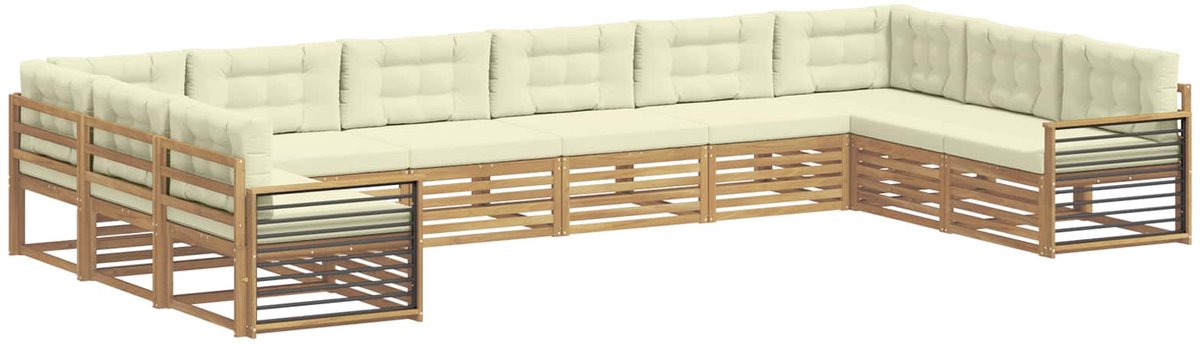 vidaXL Sofa-Sets - 10 - st - 10-zits - White - and - Cream - Polyester Wit en crèmekleurig