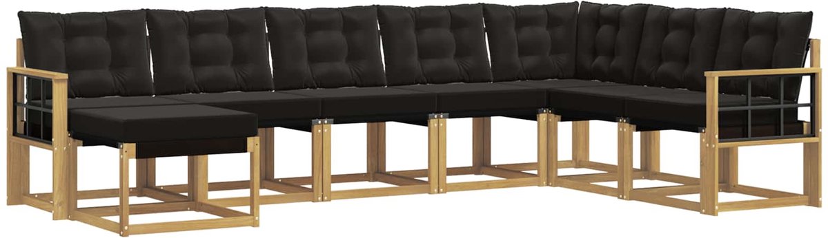 vidaXL Buiten - bank - set - 8 - st - Wit - en - zwart Wit en zwart