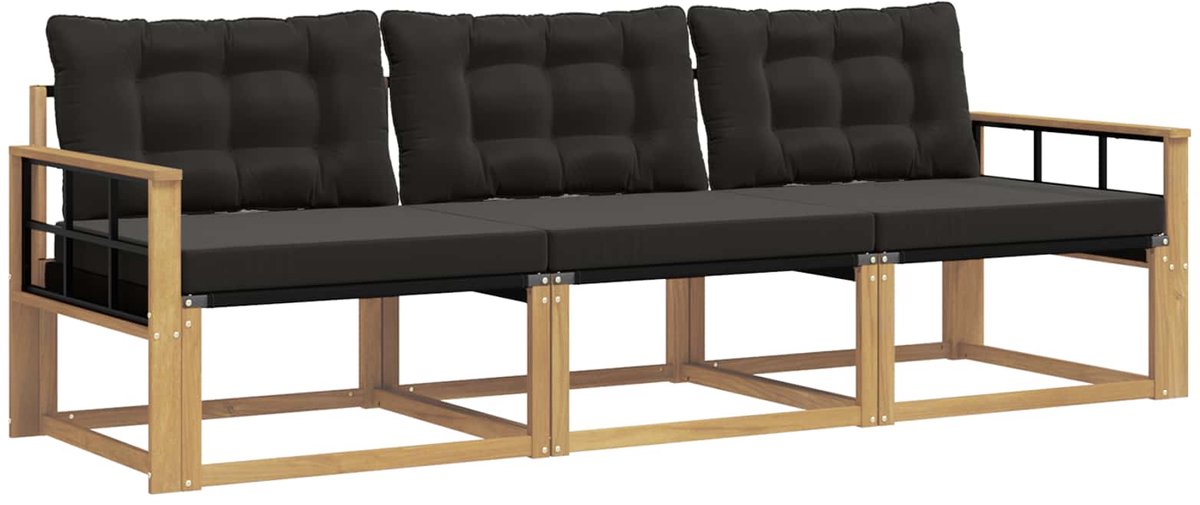 vidaXL Buiten - bank - set - 3 - st - Wit - en - zwart Wit en zwart