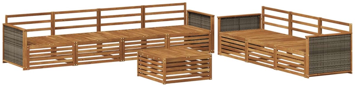 vidaXL Buiten - bank - set - 8 - st - 7-zits - Naturel - Massief - Acacia - Hout