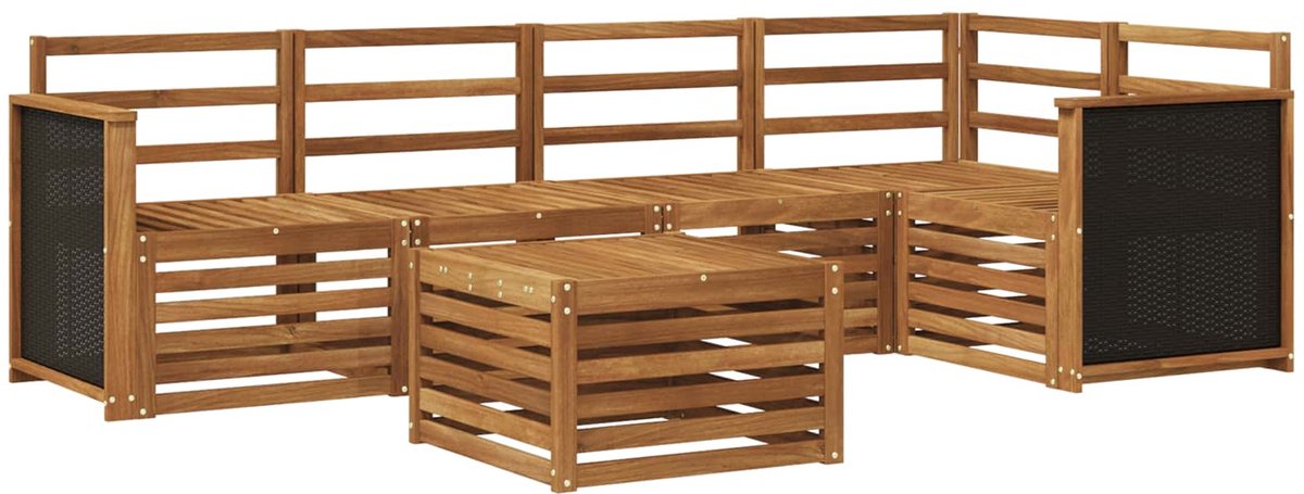 vidaXL Buiten - bank - set - 6 - st - Naturel - Massief - Acacia - Hout