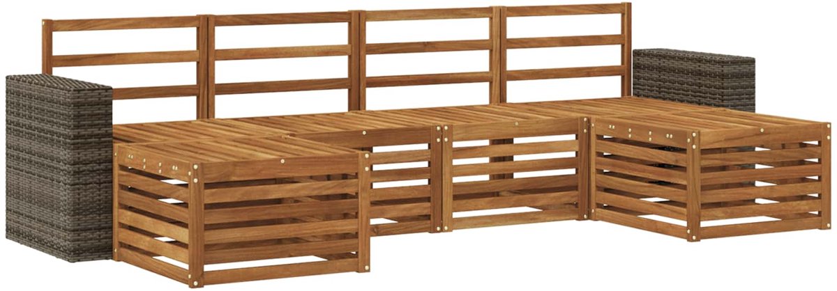 vidaXL Buiten - bank - set - 6 - st - 6-zits - Naturel - Solid - Acacia - Wood