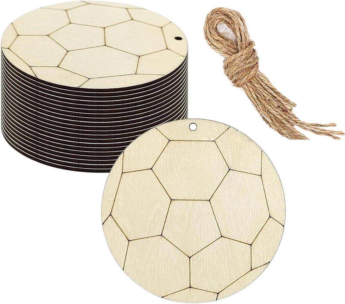 Voetbal Houten Knutselvormen - Houten Schijven Voetbal - Creatieve Projecten - Glad Oppervlak - 10 cm x 10 cm