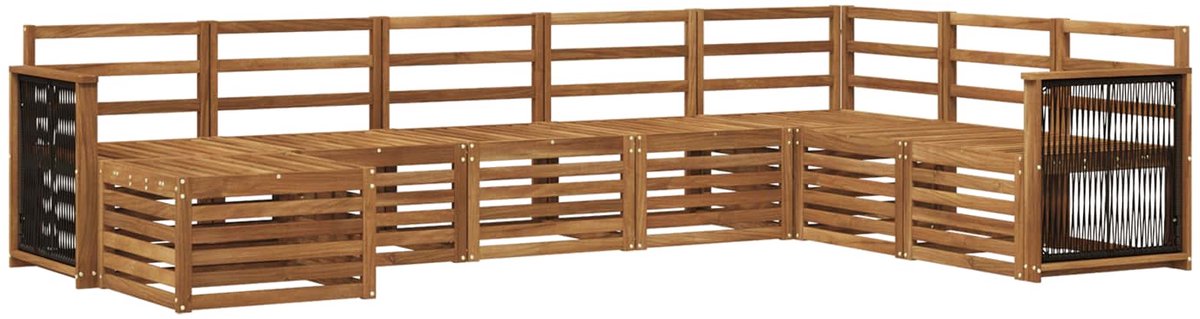 vidaXL Buiten - bank - set - 8 - st - 8-zits - Naturel - Massief - Acacia - Hout