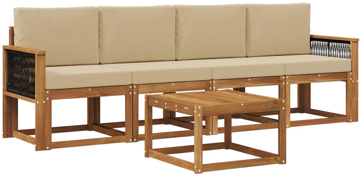 vidaXL Buiten - bank - set - 4 - st - 4-zits - Naturel - Massief - Acacia - Hout