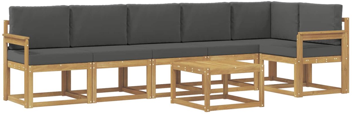 vidaXL Buiten - bank - set - 7 - st - 6-zits - Wit - en - antracietkleurig - Polyester Wit en antracietkleurig