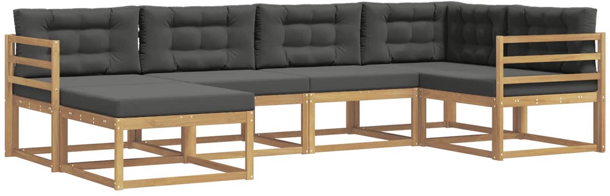 vidaXL Buiten - bank - set - 5 - st - 6-zits - Wit - en - antracietkleurig - Polyester Wit en antracietkleurig