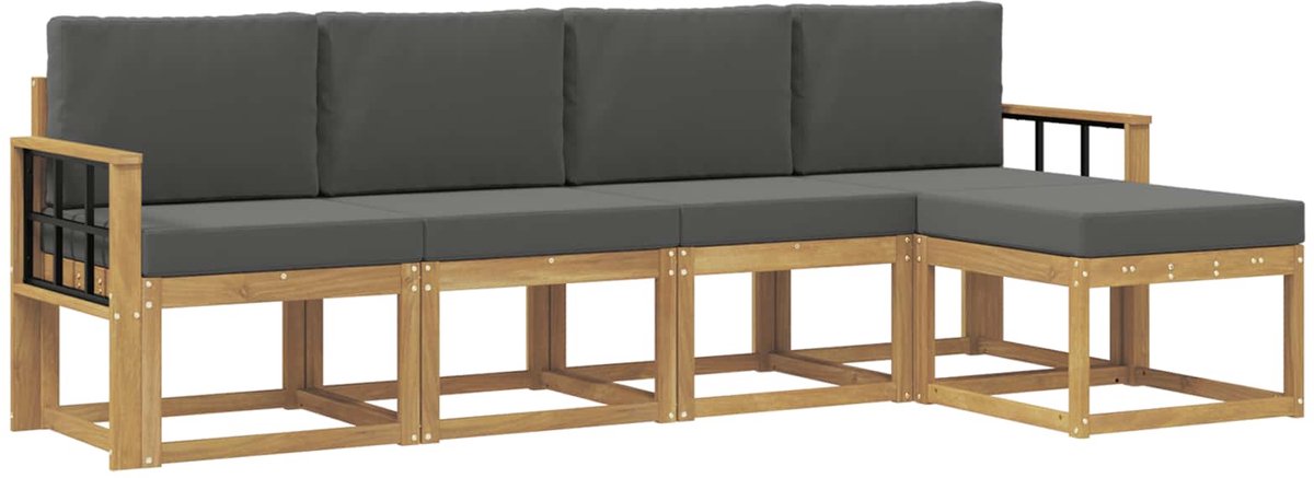 vidaXL Buiten - bank - set - 5 - st - 5-zits - Wit - en - antracietkleurig Wit en antracietkleurig