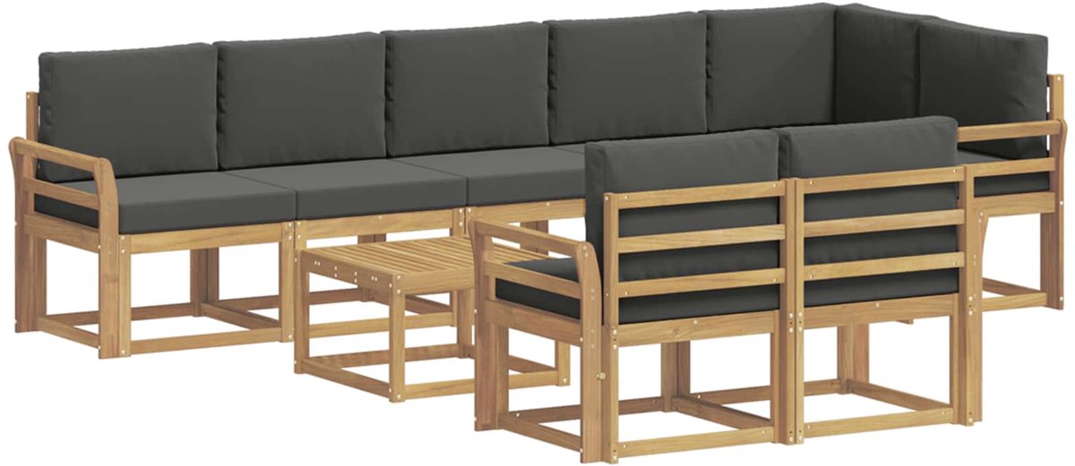 vidaXL Buiten - bank - set - 9 - st - 8-zits - Wit - en - antracietkleurig - Polyester Wit en antracietkleurig