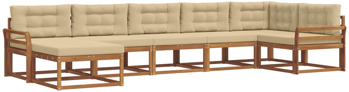 vidaXL Buiten - bank - set - 7 - st - 7-zits - Natuurlijk - en - Beige Natuurlijk en Beige