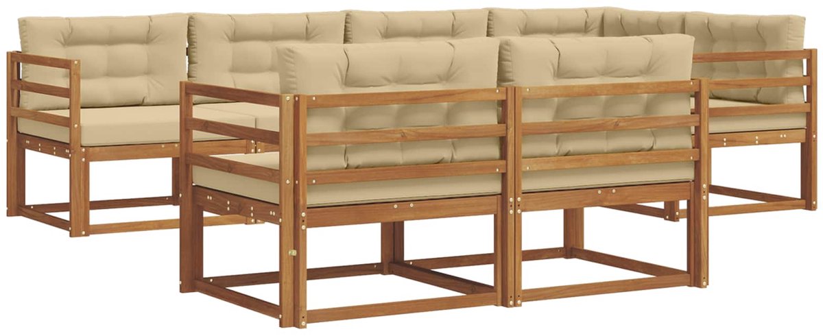 vidaXL Buiten - bank - set - 8 - st - 7-zits - Natuurlijk - en - Beige Natuurlijk en Beige