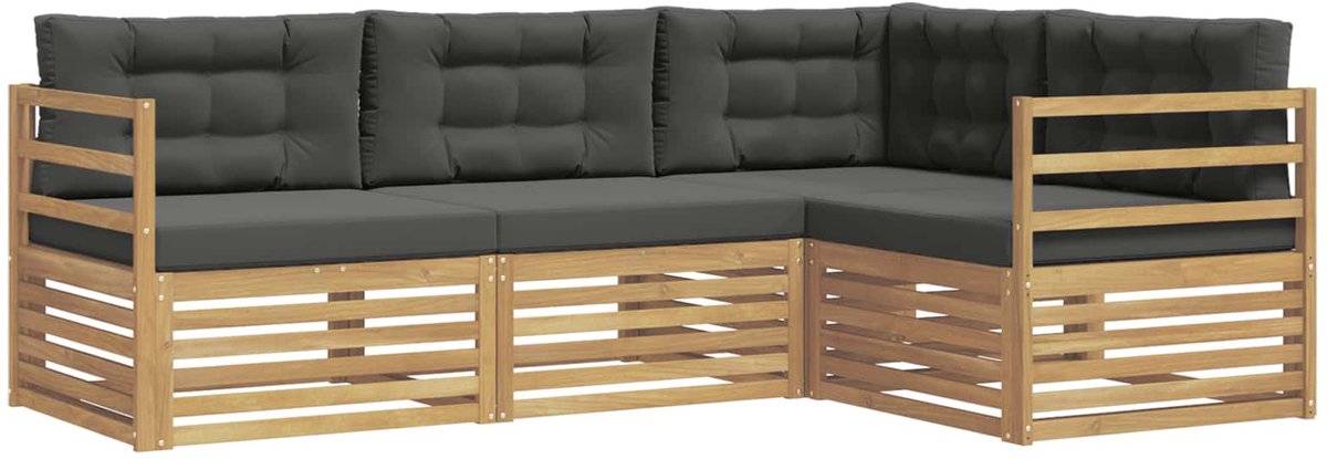 vidaXL Buiten - bank - set - 4 - st - 4-zits - Wit - en - antracietkleurig - Polyester Wit en antracietkleurig