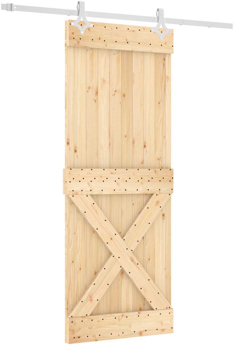vidaXL - Schuifdeur - 80 - x - 210 - cm - Massief - Pine - Hout - (Onbehandeld)