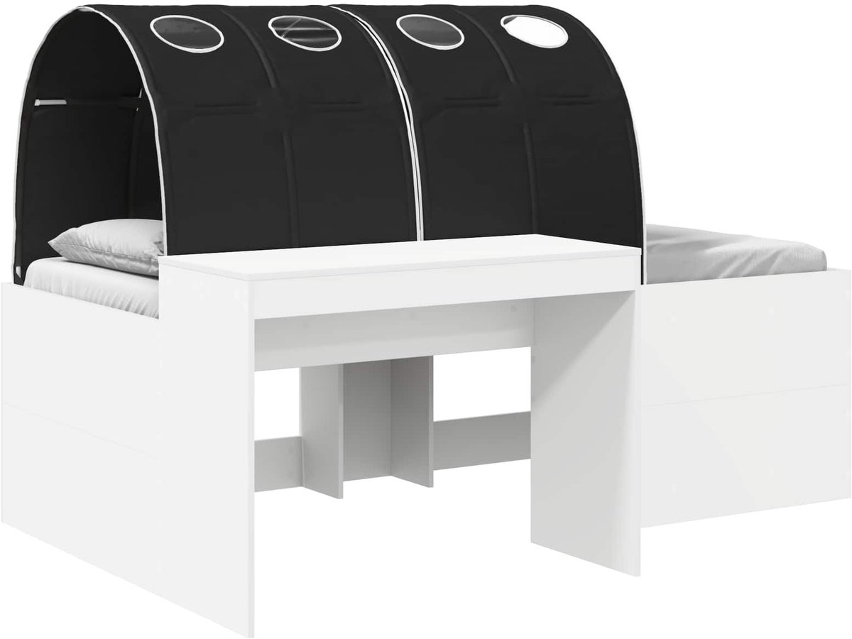 vidaXL Bed - met - Tunnel - 3 - st - Wit - en - zwart - Bewerkt - hout Wit en zwart