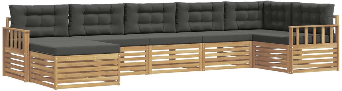 vidaXL Buiten - bank - set - 7 - st - 7-zits - Wit - en - antracietkleurig Wit en antracietkleurig