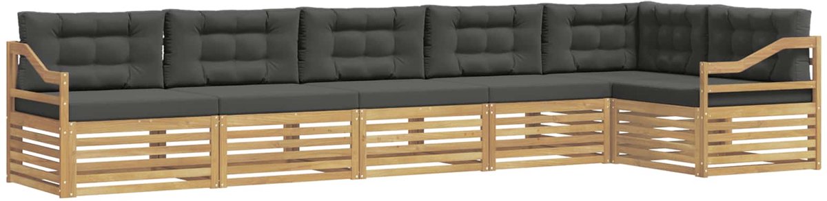 vidaXL Buiten - bank - set - 6 - st - 6-zits - Wit - en - antracietkleurig - Polyester Wit en antracietkleurig