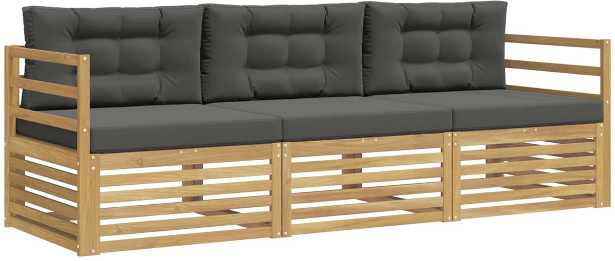 vidaXL Buiten - bank - set - 3 - st - 3-zits - Wit - en - antracietkleurig - Polyester Wit en antracietkleurig