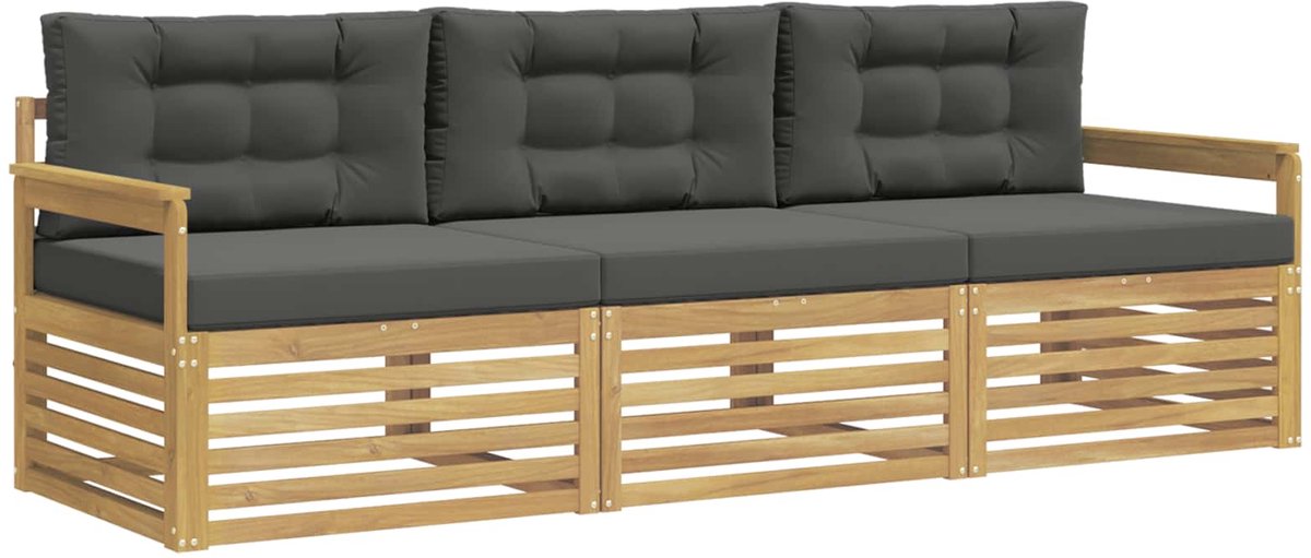 vidaXL Buiten - bank - set - 3 - st - 3-zits - Wit - en - antracietkleurig - Polyester Wit en antracietkleurig