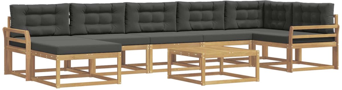 vidaXL Buiten - bank - set - 8 - st - 7-zits - Wit - en - antracietkleurig Wit en antracietkleurig