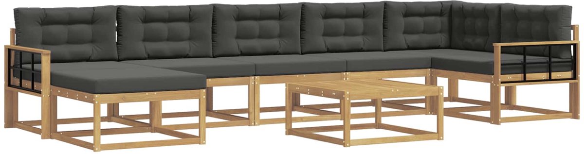vidaXL Buiten - bank - set - 8 - st - 7-zits - Wit - en - antracietkleurig Wit en antracietkleurig