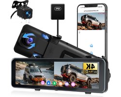 Dashcam Achteruitrijcamera - Spiegel Camera - Veilig Rijden - 10.88 inch Touchscreen - 4K AHD - Zwart