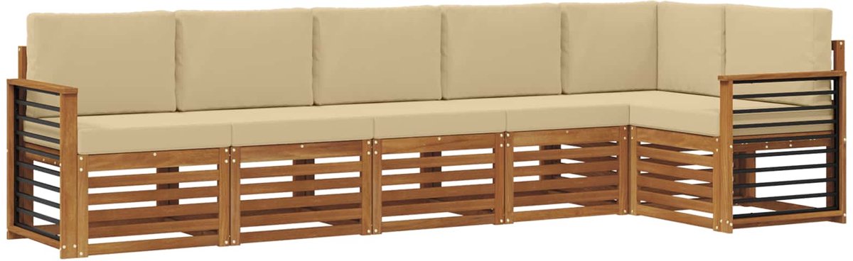 vidaXL Buiten - bank - set - 6 - st - Natuurlijk - en - Beige - Polyester Natuurlijk en Beige