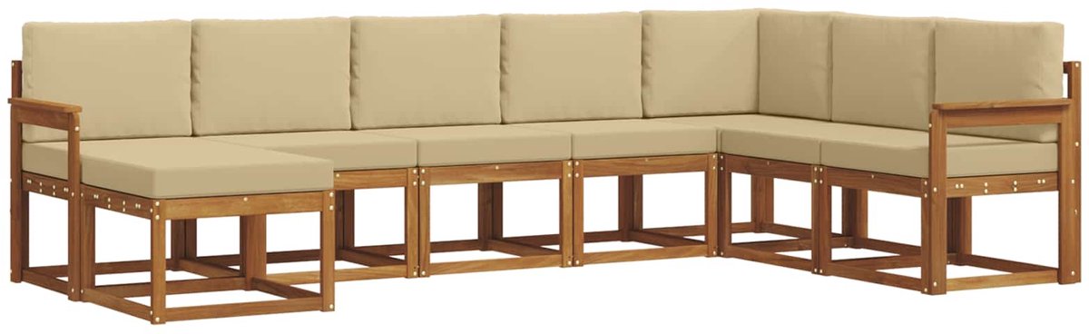 vidaXL Buiten - bank - set - 8 - st - 8-zits - Natuurlijk - en - Beige Natuurlijk en Beige