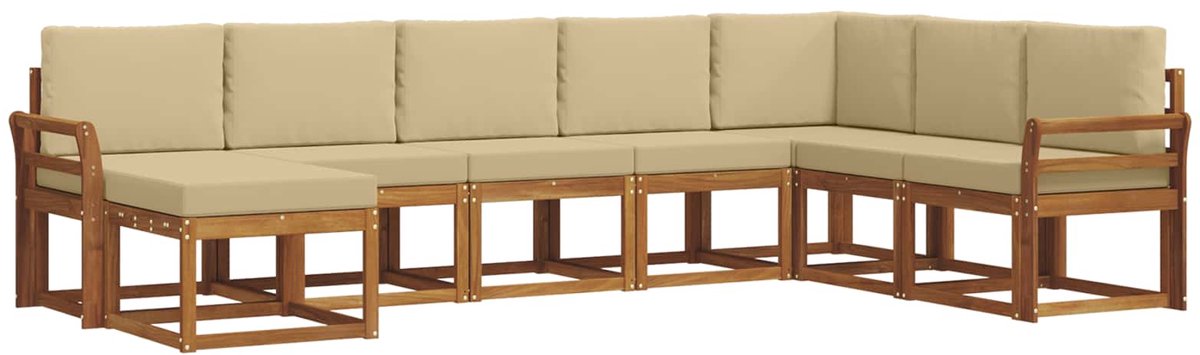 vidaXL Buiten - bank - set - 8 - st - 8-zits - Natuurlijk - en - Beige Natuurlijk en Beige
