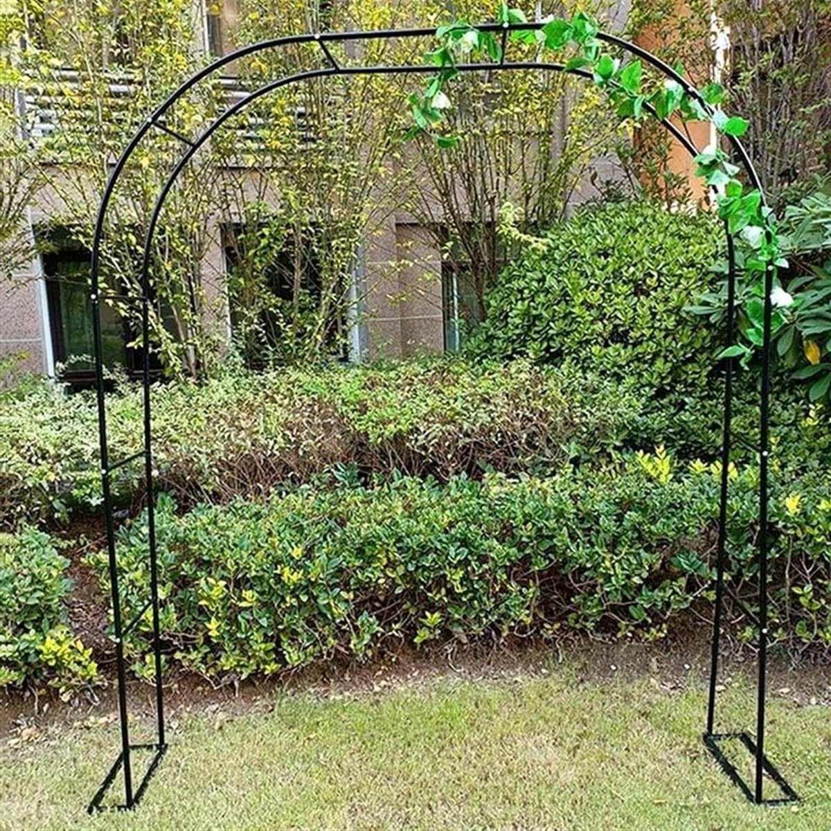 Tuinboog Metaal - Rozenboog Klimplanten - Decoratie Tuin - Roestbestendig Staal - 220 cm Hoog - Wit