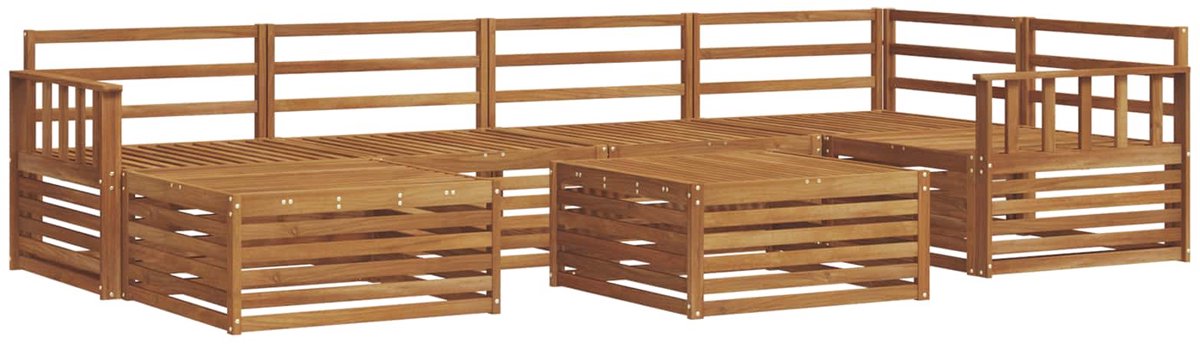vidaXL Buiten - bank - set - 7 - st - 6-zits - Naturel - Massief - Acacia - Hout