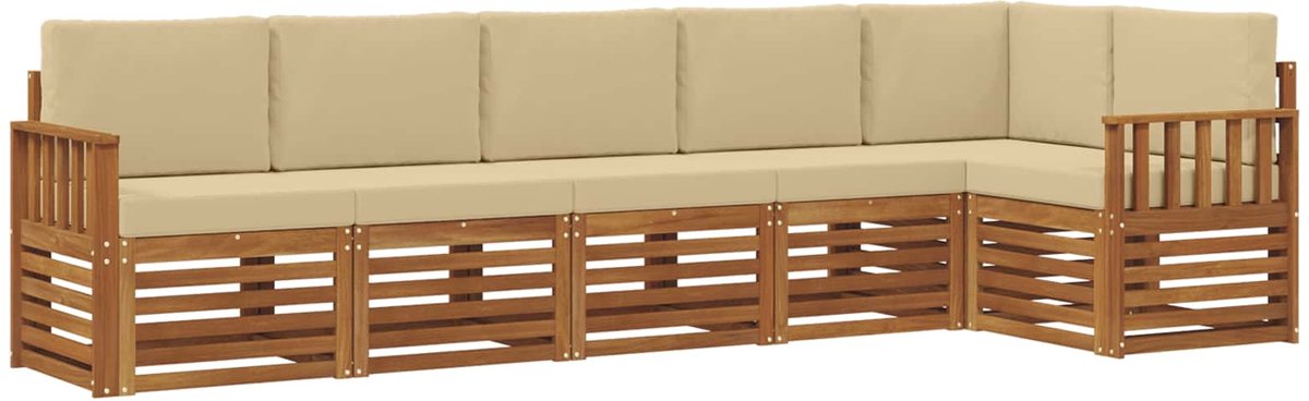 vidaXL Buiten - bank - set - 6 - st - Natuurlijk - en - Beige - Polyester Natuurlijk en Beige