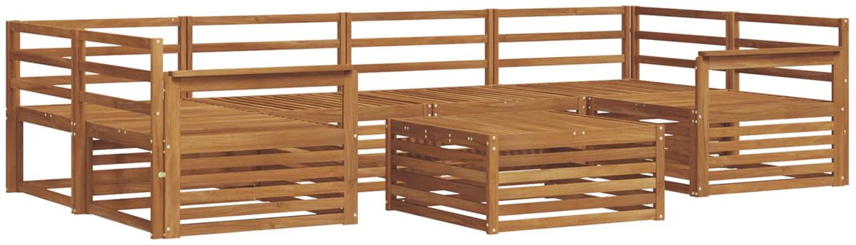 vidaXL Buiten - bank - set - 7 - st - 6-zits - Naturel - Massief - Acacia - Hout
