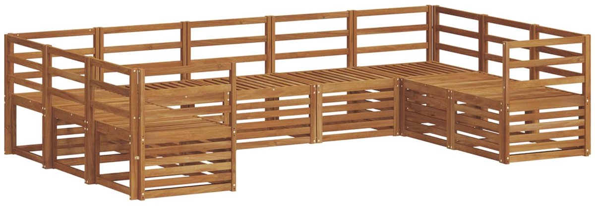 vidaXL Buiten - bank - set - 9 - st - 9-zits - Naturel - Massief - Acacia - Hout