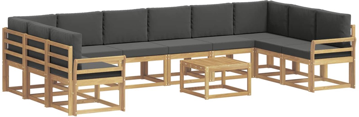 vidaXL Buiten - bank - set - 11 - st - 10-zits - Wit - en - antracietkleurig Wit en antracietkleurig