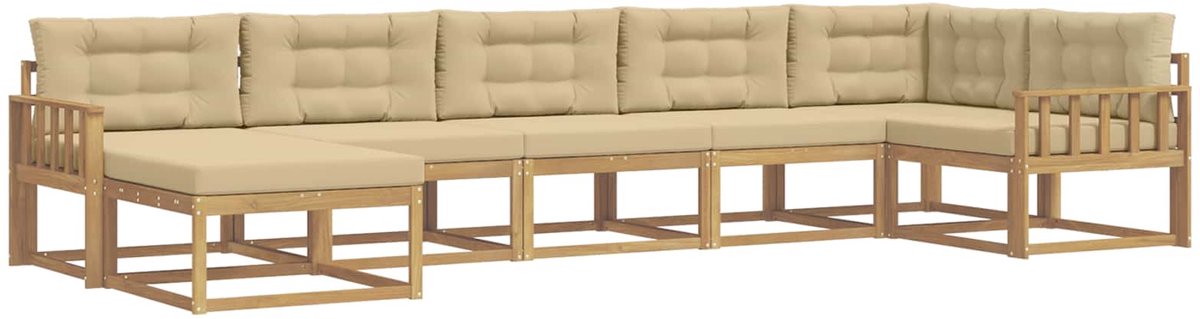 vidaXL Buiten - bank - set - 7 - st - 7-zits - Wit - en - Beige Wit en Beige