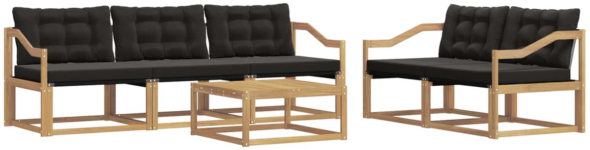 vidaXL Buiten - bank - set - 6 - st - Wit - en - zwart Wit en zwart