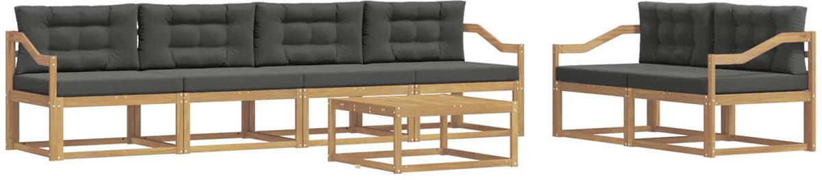 vidaXL Buiten - bank - set - 6 - st - 6-zits - Wit - en - antracietkleurig Wit en antracietkleurig