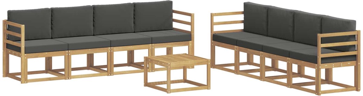 vidaXL Buiten - bank - set - 9 - st - 8-zits - Wit - en - antracietkleurig Wit en antracietkleurig