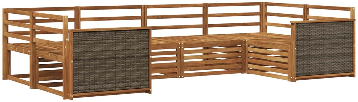 vidaXL Buiten - bank - set - 6 - st - 6-zits - Naturel - Massief - Acacia - Hout