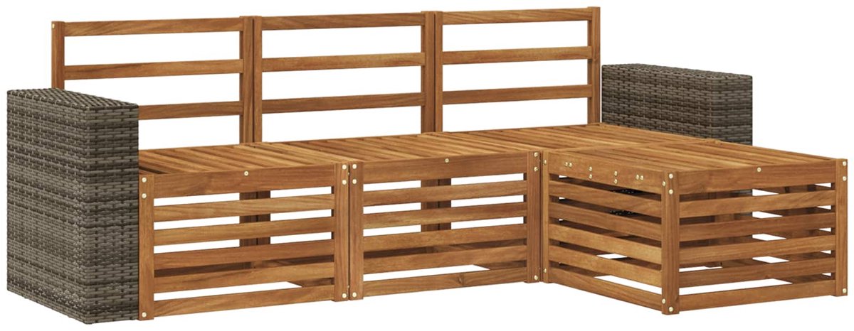 vidaXL Buiten - bank - set - 4 - st - 4-zits - Naturel - Massief - Acacia - Hout