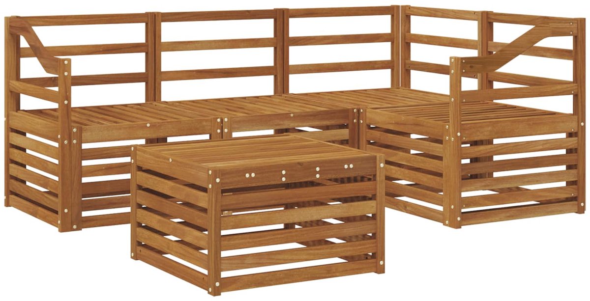 vidaXL Buiten - bank - set - 5 - st - 4-zits - Naturel - Massief - Acacia - Hout