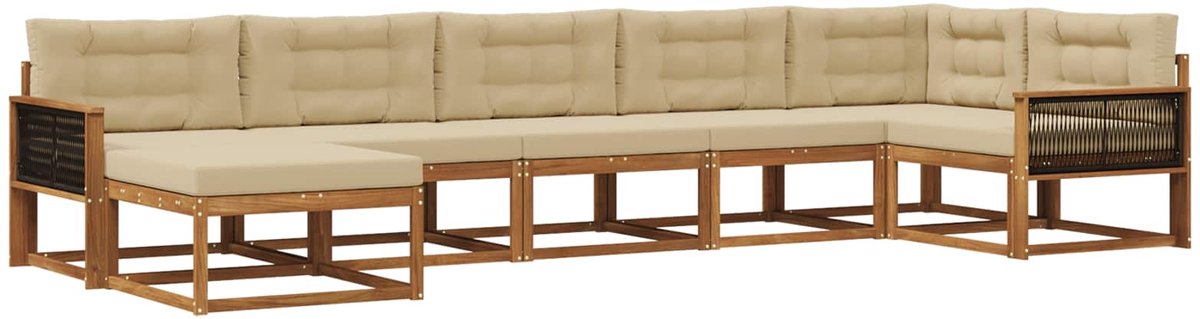 vidaXL Buiten - bank - set - 7 - st - 7-zits - Natuurlijk - en - Beige Natuurlijk en Beige