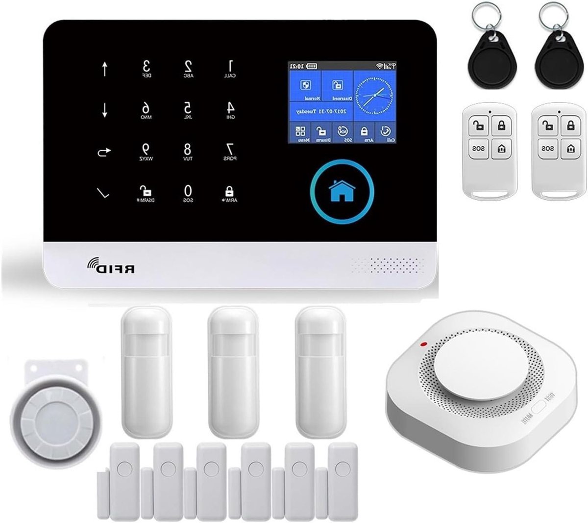 Inbraakalarmsysteem - Beveiligingssysteem Huis - Woning Beveiligen - Draadloos WIFI GSM - 10 x 10 x 10 mm - Wit