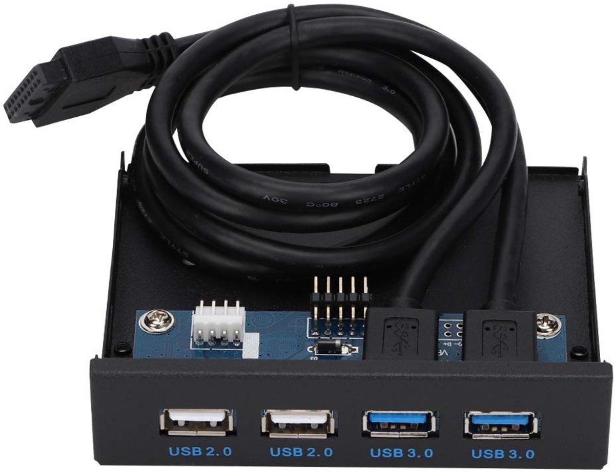 ONF3 - USB Front Panel Hub - 2-Port USB 3.0 - 2-Port USB 2.0 - Voor Floppy Drive - Uitbreiding - Verbinding maken met computer - Compact - Gebru...